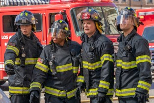 Oliver Stark, Aisha Hinds, Peter Krause and Ryan Guzman