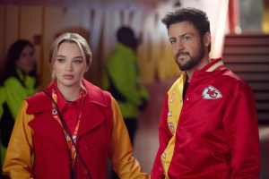 Hunter King and Tyler Hines in Holiday Touchdown: A Chiefs Love Story