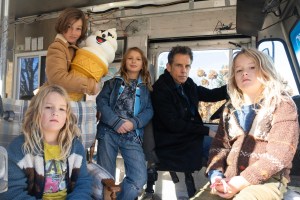 Ben Stiller and the four kids from his movie Nutcrackers sitting inside an ice cream truck, staring down the camera like cool guys