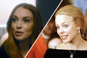 Lindsay Lohan in Our Little Secret next to a still of Rachel McAdams in Mean Girls